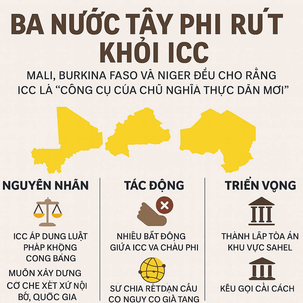Ba quốc gia Tây Phi rút khỏi Tòa án Hình sự Quốc tế (ICC), cáo buộc “chủ nghĩa thực dân mới”