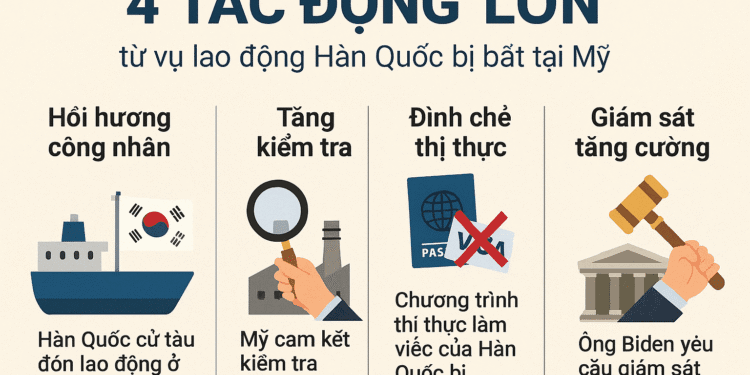 Hàn Quốc điều tàu đón lao động tại Mỹ, Mỹ tăng kiểm tra nơi làm việc