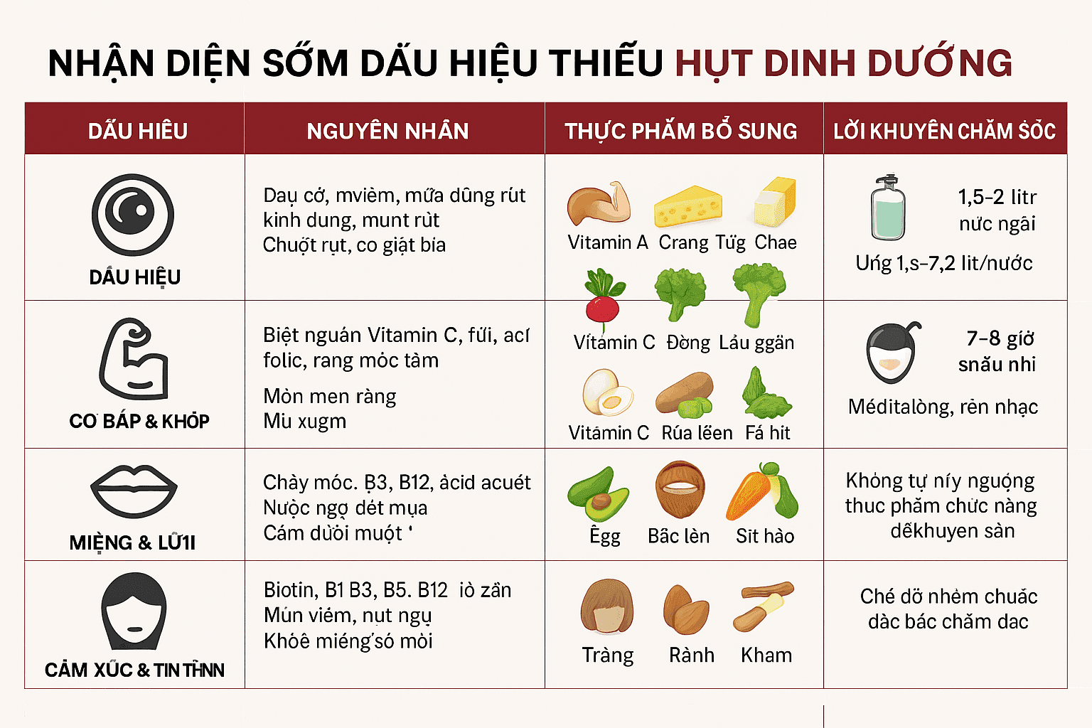 Nhận diện sớm dấu hiệu thiếu hụt dinh dưỡng và giải pháp chăm sóc sức khỏe toàn diện