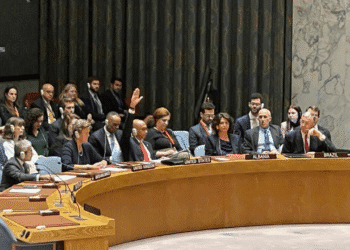 Đại sứ Mỹ tại Liên Hiệp Quốc giơ tay bỏ phiếu phủ quyết — biểu tượng trực tiếp của quyền phủ quyết.