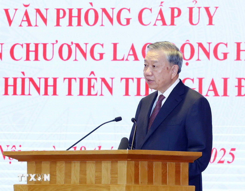 Tổng Bí thư Tô Lâm dự và phát biểu chỉ đạo tại buổi lễ.