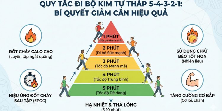 Quy Tắc Đi Bộ “Kim Tự Tháp” 5-4-3-2-1: Bí Quyết Giảm Cân Thần Tốc Cho Người Bận Rộn