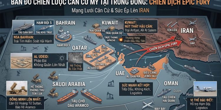 Đối đầu Iran: Mỹ xoay chuyển “bàn cờ” quân sự từ những pháo đài tại vùng Vịnh