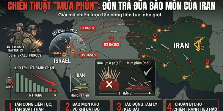 Giải mã chiến thuật ‘mưa phùn’: Cách Iran dùng ‘hàng rẻ tiền’ bào mòn túi tiền và kho vũ khí Israel