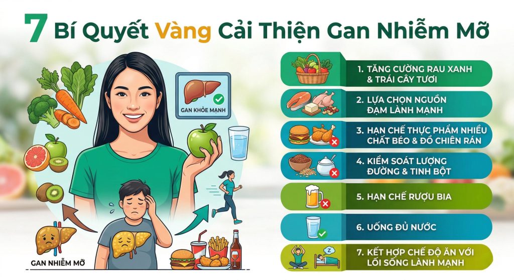 7 Bí Quyết Vàng Giúp Cải Thiện Gan Nhiễm Mỡ Từ Lối Sống