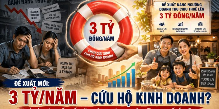 Đề xuất nâng ngưỡng doanh thu chịu thuế hộ kinh doanh lên 3 tỷ đồng/năm