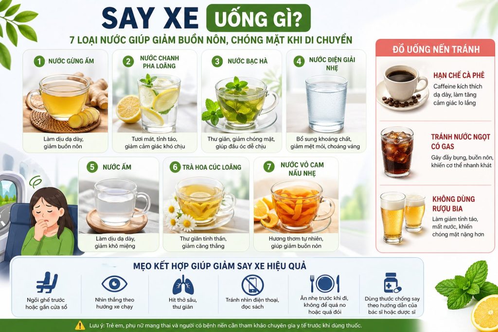Say Xe Uống Gì? 7 Loại Nước Giúp Giảm Buồn Nôn, Chóng Mặt Hiệu Quả Khi Di Chuyển