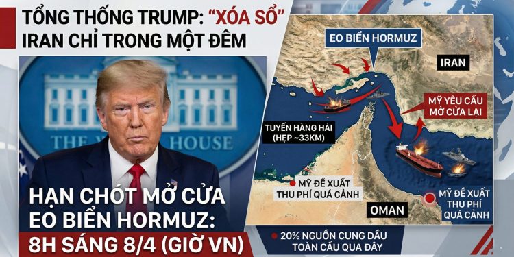 Tổng thống Trump tuyên bố có thể “xóa sổ” Iran trong một đêm, ra tối hậu thư về Eo biển Hormuz