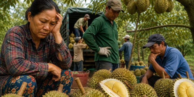 Giá sầu riêng giảm sâu: Nhà vườn chật vật, thương lái cũng lao đao giữa mùa thu hoạch