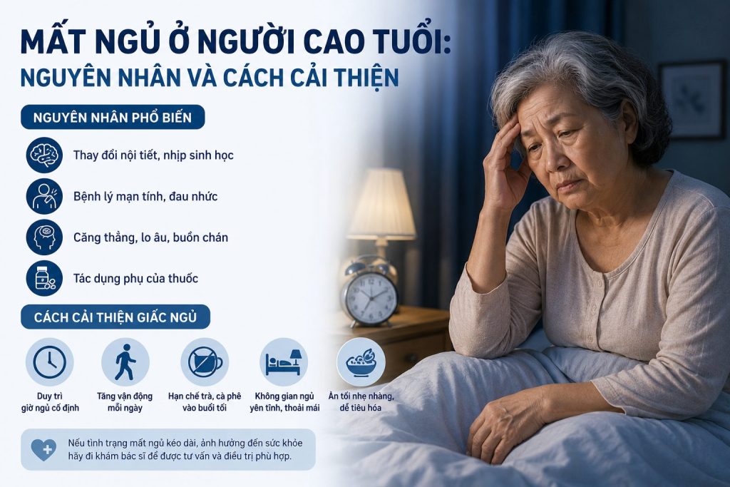 Mất ngủ ở người cao tuổi: Nguyên nhân và cách cải thiện giấc ngủ tự nhiên