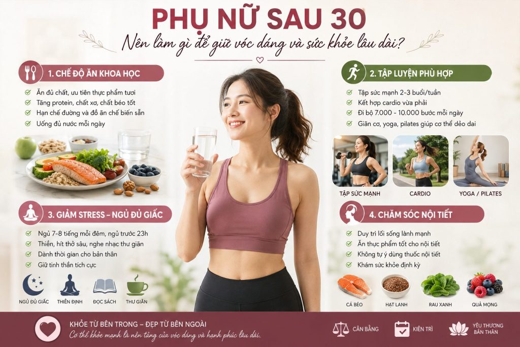 Phụ nữ sau 30 nên làm gì để giữ vóc dáng và sức khỏe lâu dài?